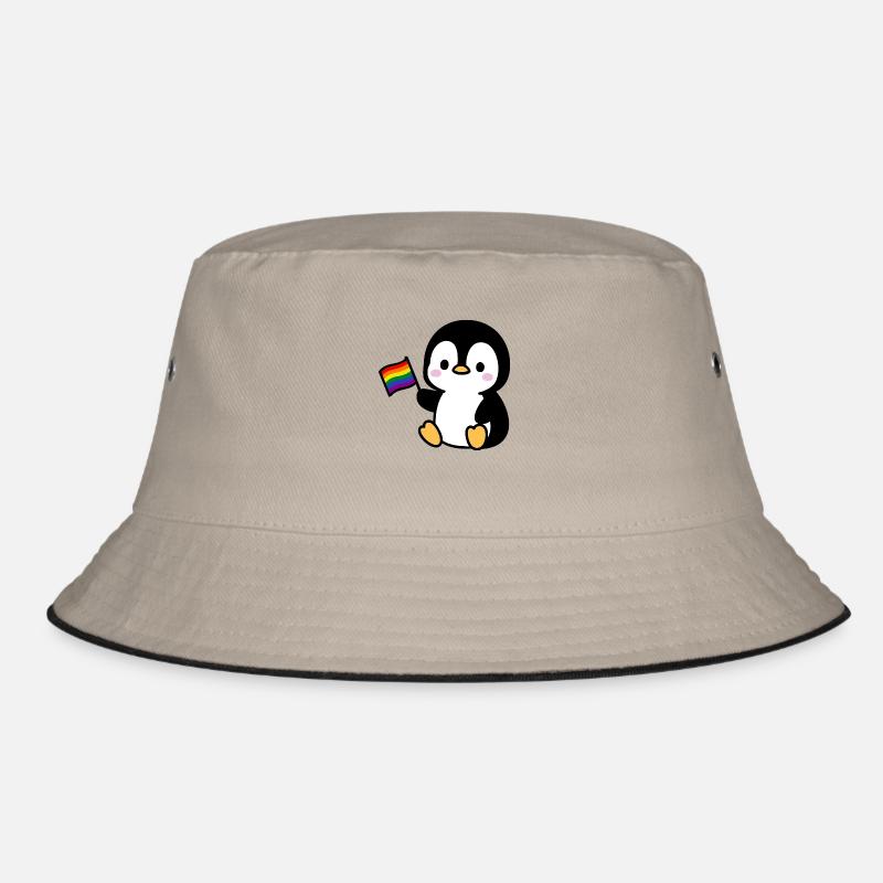 Pinguin mit Regenbogenfahne Bucket Hat