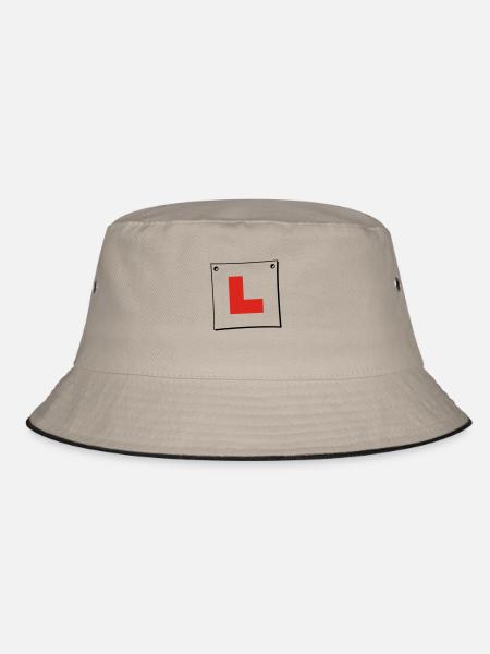 Learner Plate - Bucket Hat - khaki/black - Front