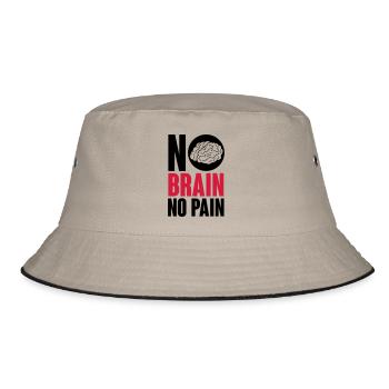 No brain no pain - Bucket Hat - Khaki/Schwarz - Vorne