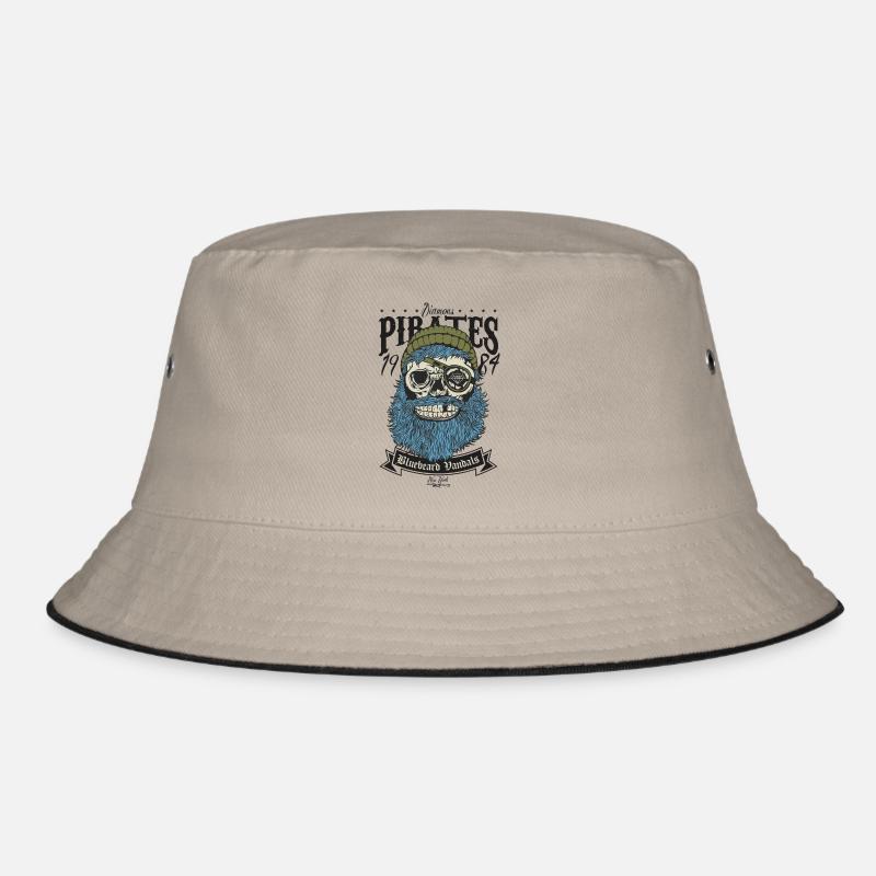Piratenschädel - Bucket Hat - Khaki/Schwarz