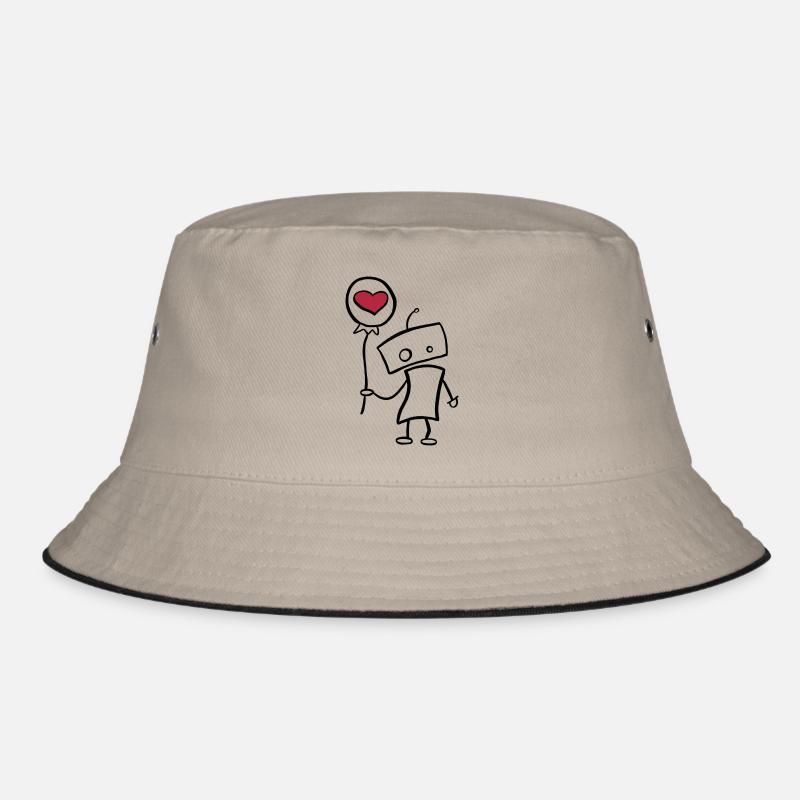 Verliebter Roboter mit Herz - Bucket Hat - Khaki/Schwarz