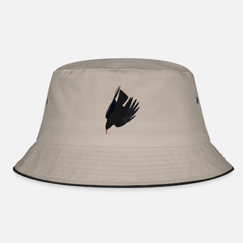 Red-billed Chough 3 - Bucket Hat - khaki/black