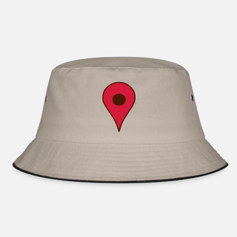 Maps Pin Route Map Gift Idea - Bucket Hat - khaki/black
