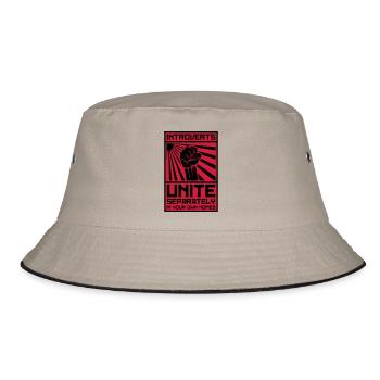 Introverts Unite! (Separately in your own Homes) - Bucket Hat - Khaki/Schwarz - Vorne