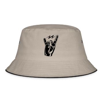 hand finger heavy metal hard rock konzert musik pa - Bucket Hat - Khaki/Schwarz - Vorne