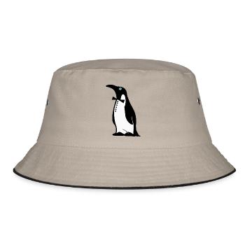 Penguin motif - Bucket Hat - khaki/black - Front