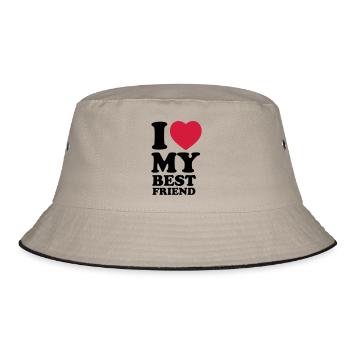 I love my bestfriend - Bucket Hat - Khaki/Schwarz - Vorne