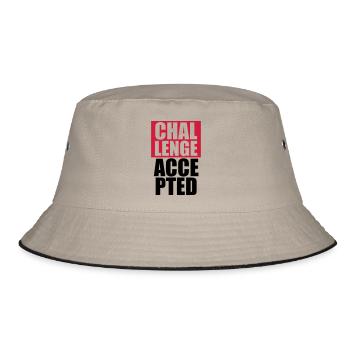 Cool Challenge Accepted Text Design - Bucket Hat - khaki/black - Front