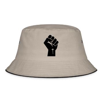 Raised Fist Logo - Bucket Hat - khaki/black - Front