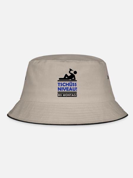 tschuess_niveau_2 - Bucket Hat - Khaki/Schwarz - Vorne