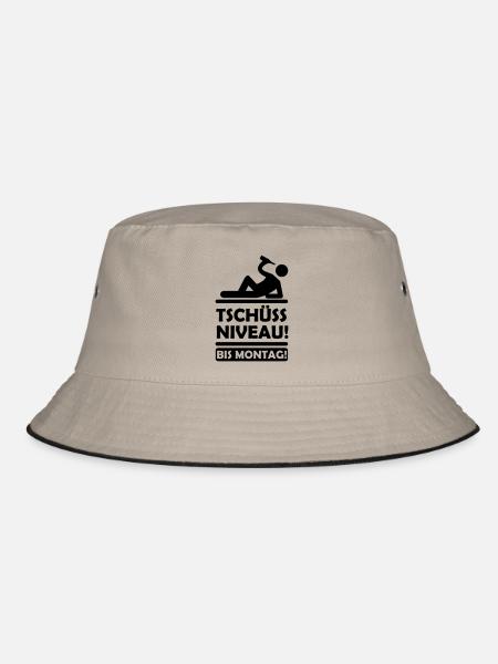 tschuess_niveau - Bucket Hat - Khaki/Schwarz - Vorne