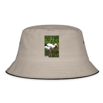 White stork (Weißstorch, Klapperstorch) - Bucket Hat - Khaki/Schwarz - Vorne