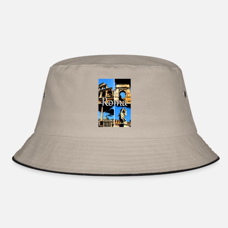 Roma collage comic sign lettering - Bucket Hat - khaki/black