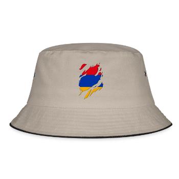 Armenia flag torn motif - Bucket Hat - khaki/black - Front