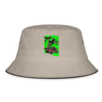 Motocross Stunt - Bucket Hat - Khaki/Schwarz - Vorne