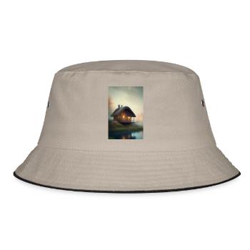 Charming lakeside cabin - Bucket Hat - khaki/black - Front