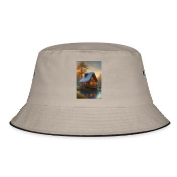 Charming lakeside cabin - Bucket Hat - khaki/black - Front
