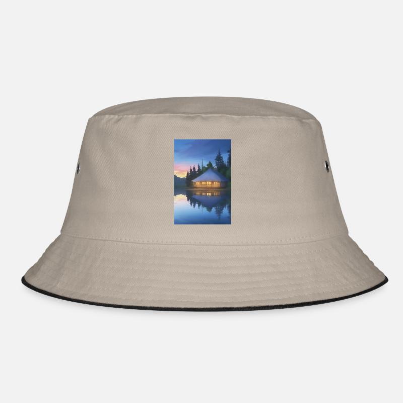 Charming lakeside cabin Bucket Hat