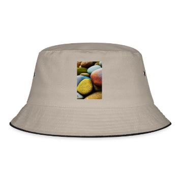Bunte Steine - Bucket Hat - Khaki/Schwarz - Vorne
