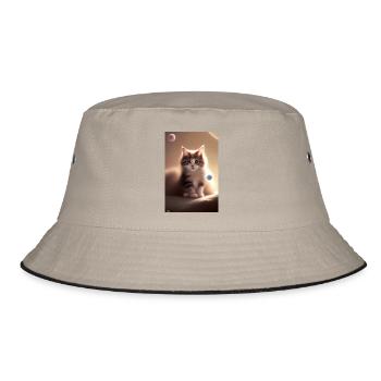 Baby Katze - Bucket Hat - Khaki/Schwarz - Vorne