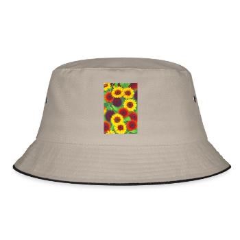 Sonnenblumen - Bucket Hat - Khaki/Schwarz - Vorne