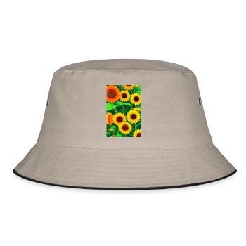 Sonnenblumen - Bucket Hat - Khaki/Schwarz - Vorne