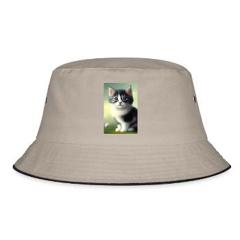 Baby Katze - Bucket Hat - Khaki/Schwarz - Vorne
