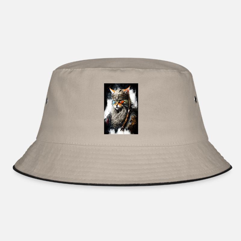 Wikingerkatze in Uniform - Bucket Hat - Khaki/Schwarz