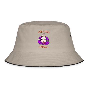 Humorous Yoga Illustration - Bucket Hat - khaki/black - Front