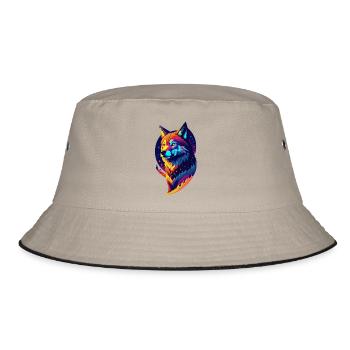 Wolf in the Night - Multicolored Decor - Bucket Hat - khaki/black - Front