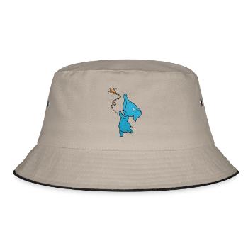 Elefant Drache - Bucket Hat - Khaki/Schwarz - Vorne