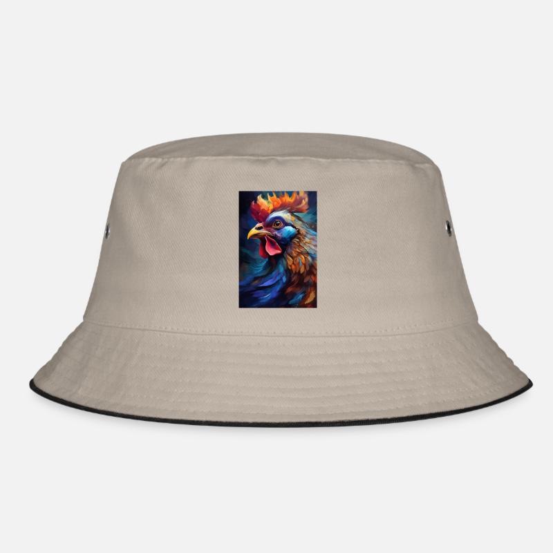 Ein buntes Huhn Portrait 1 Bucket Hat