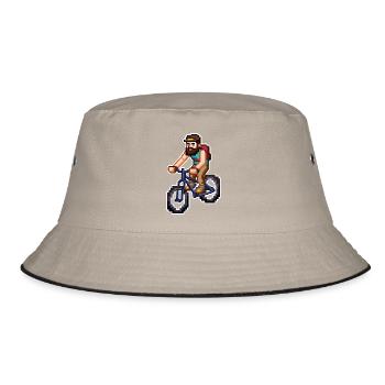 Mountain Bike Pixel Art - Bucket Hat - khaki/black - Front