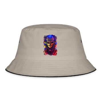 Roboter Skull - Bucket Hat - Khaki/Schwarz - Vorne