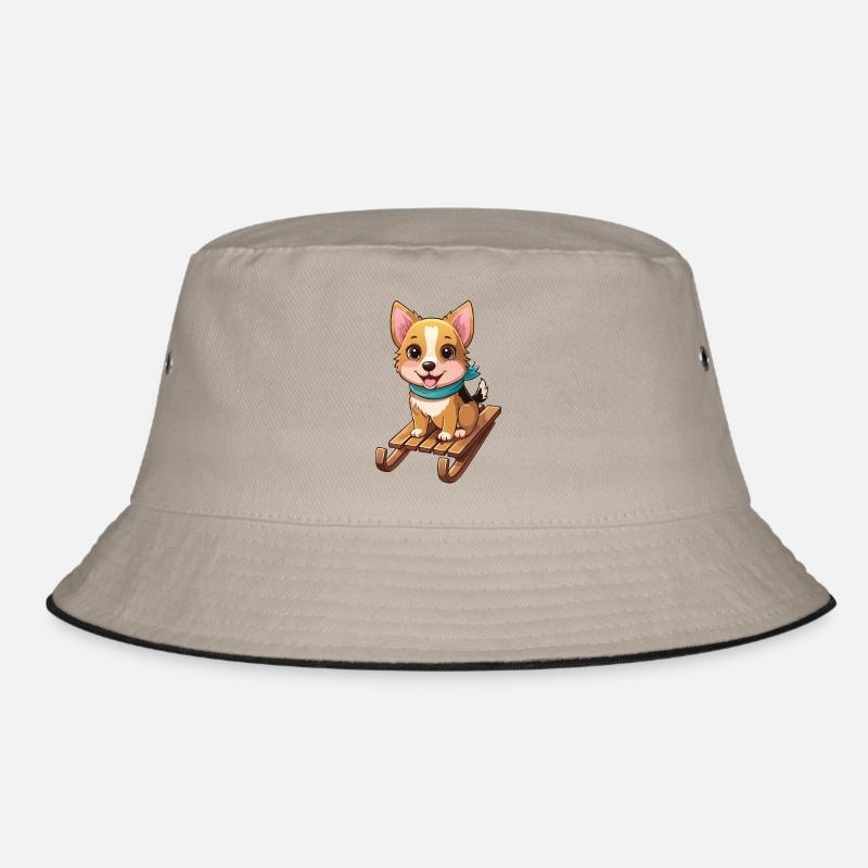 Lustiger Hund mit Schlitten Bucket Hat