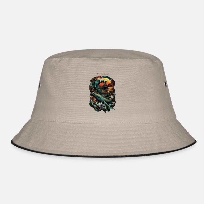 PERLINSEL - Bucket Hat - Khaki/Schwarz