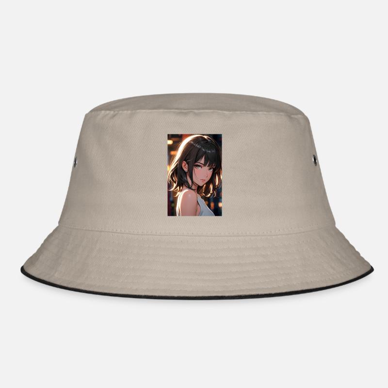Wunderschöne Anime-Kunst – Porträt eines Mädchen Bucket Hat