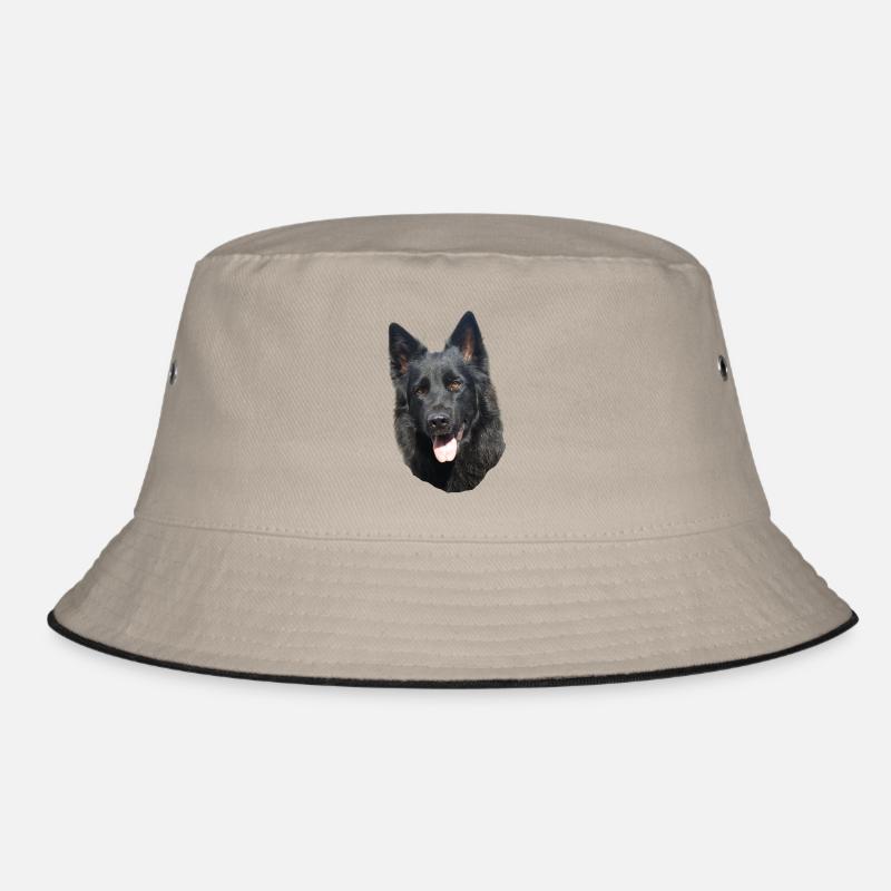 schwarzer Schäferhund Kopf Bucket Hat