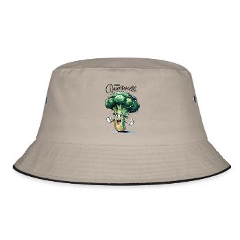 Natur Dauerwelle Frisör Friseur - Bucket Hat - Khaki/Schwarz - Vorne