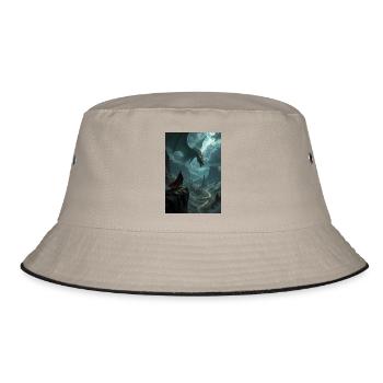 Fantasy-Gemälde, Drache. - Bucket Hat - Khaki/Schwarz - Vorne
