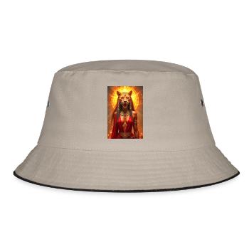 Sekhmet, lion-headed war goddess, standing - Bucket Hat - khaki/black - Front