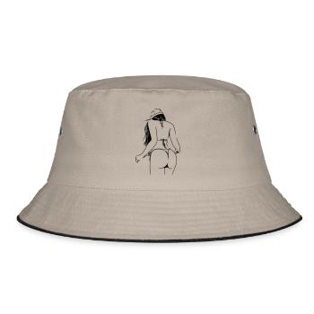 lady in bikini - Bucket Hat - khaki/black - Front