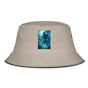 Gashadokuro Riesiges Skelett mit leuchtenden Augen, das umherwandert - Bucket Hat - Khaki/Schwarz - Vorne