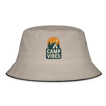 Camp Vibes – Lagerfeuer & Camping Design - Bucket Hat - Khaki/Schwarz - Vorne