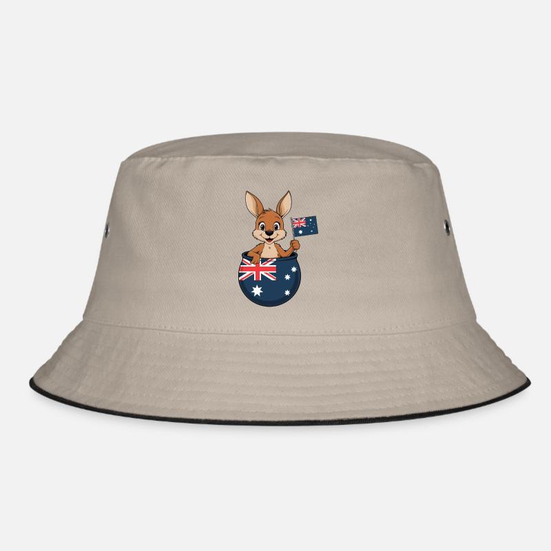 Aussie Spirit – Känguru mit australischer Flagge Bucket Hat