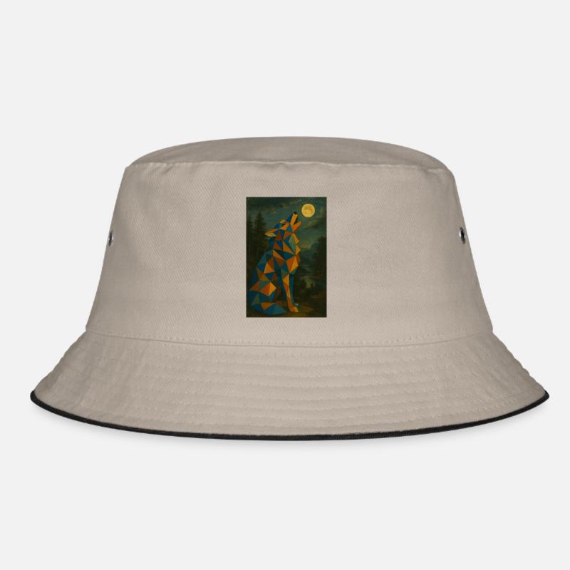 Wolf heult Mond an Bucket Hat
