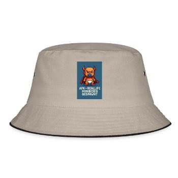 Reallife Miniboss – Retro Pixel Art - Bucket Hat - khaki/black - Front