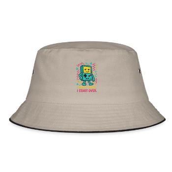 Retro Gamer – Start Over - Bucket Hat - Khaki/Schwarz - Vorne