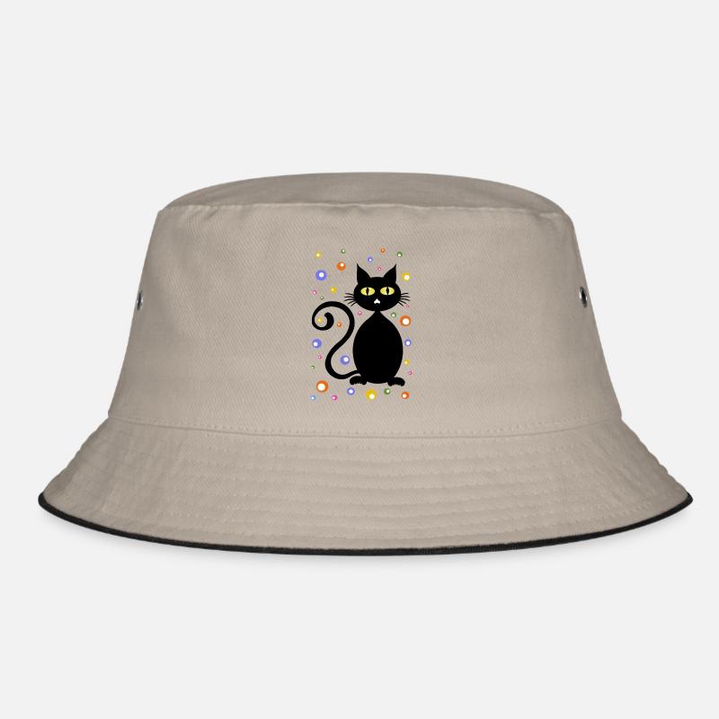 Katze - Bucket Hat - Khaki/Schwarz