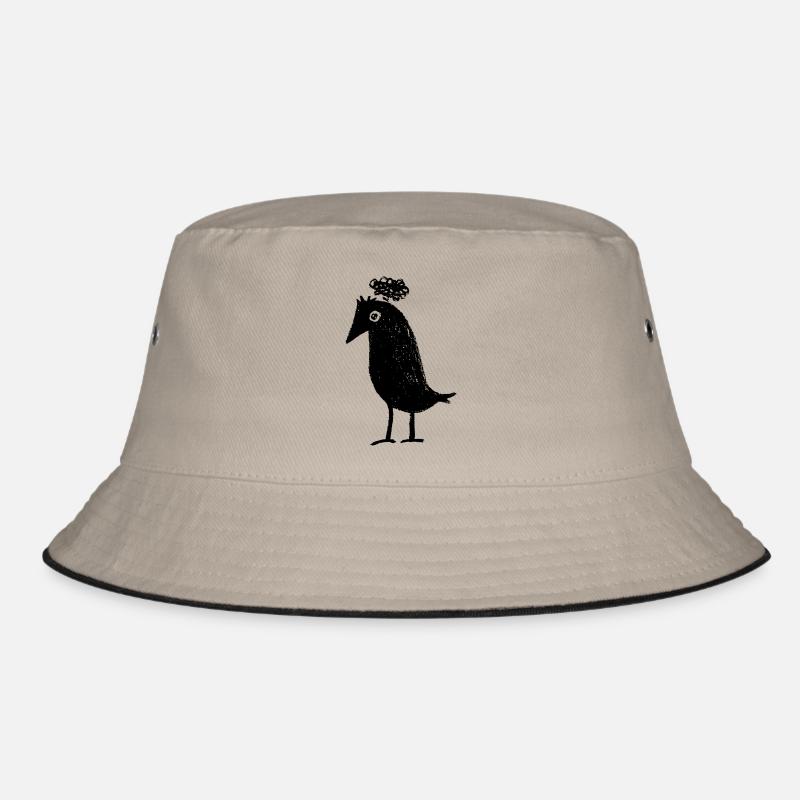 Nachdenklicher Rabe Overthinker Gedanken ADHS Goth Bucket Hat